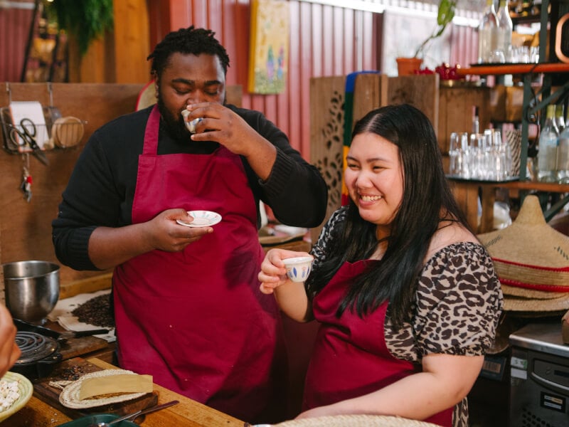 People enjoying coffee